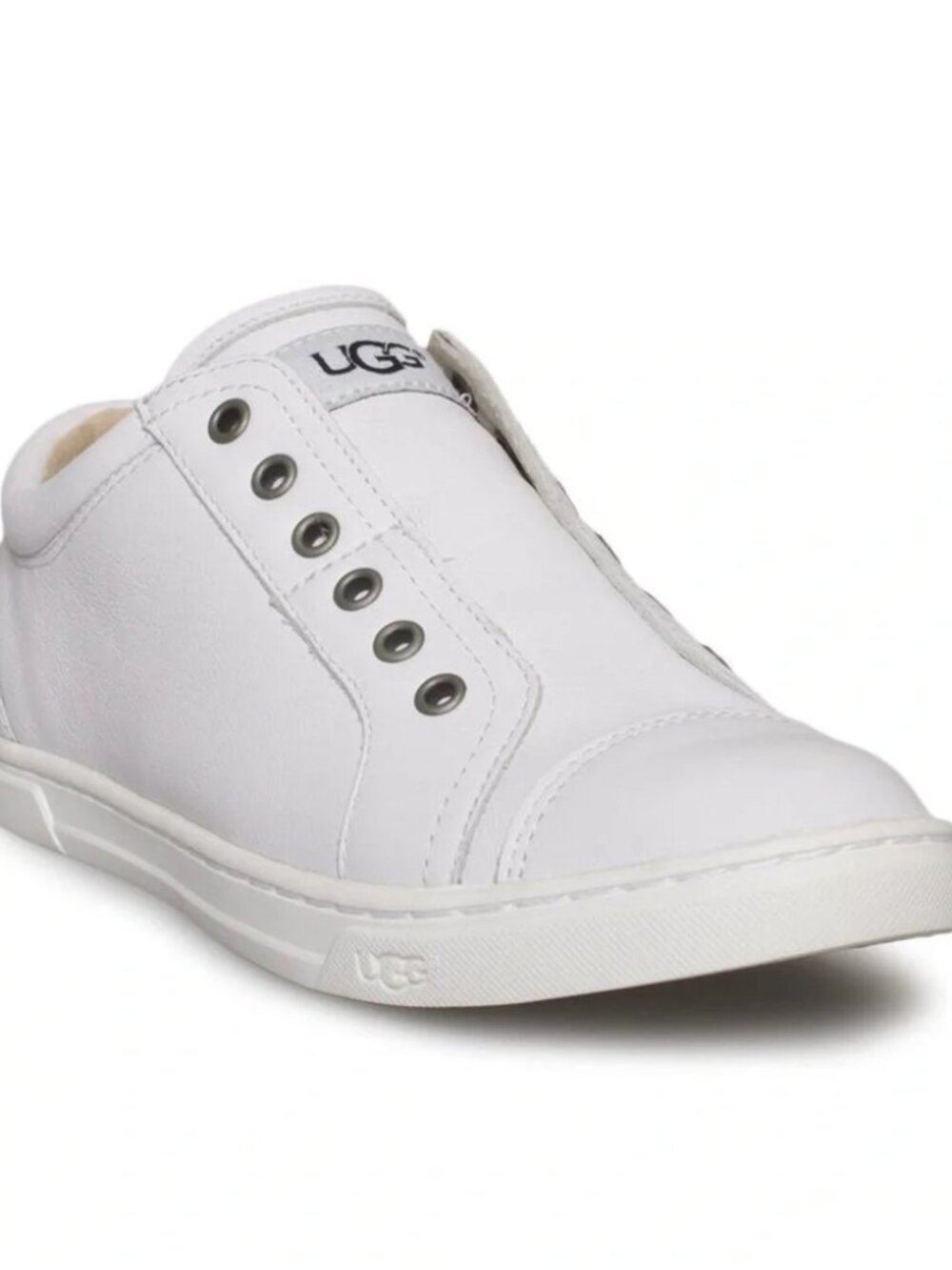 UGG Jemma White Leather Slip On Sneakers Size 7 - New In Box